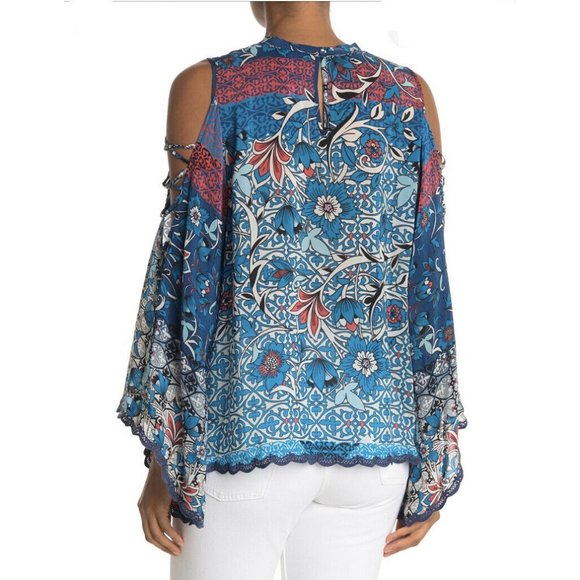 JOHNNY WAS BONDI COLD SHOULDER BLOUSE TOP NWT XL - Picture 5 of 10